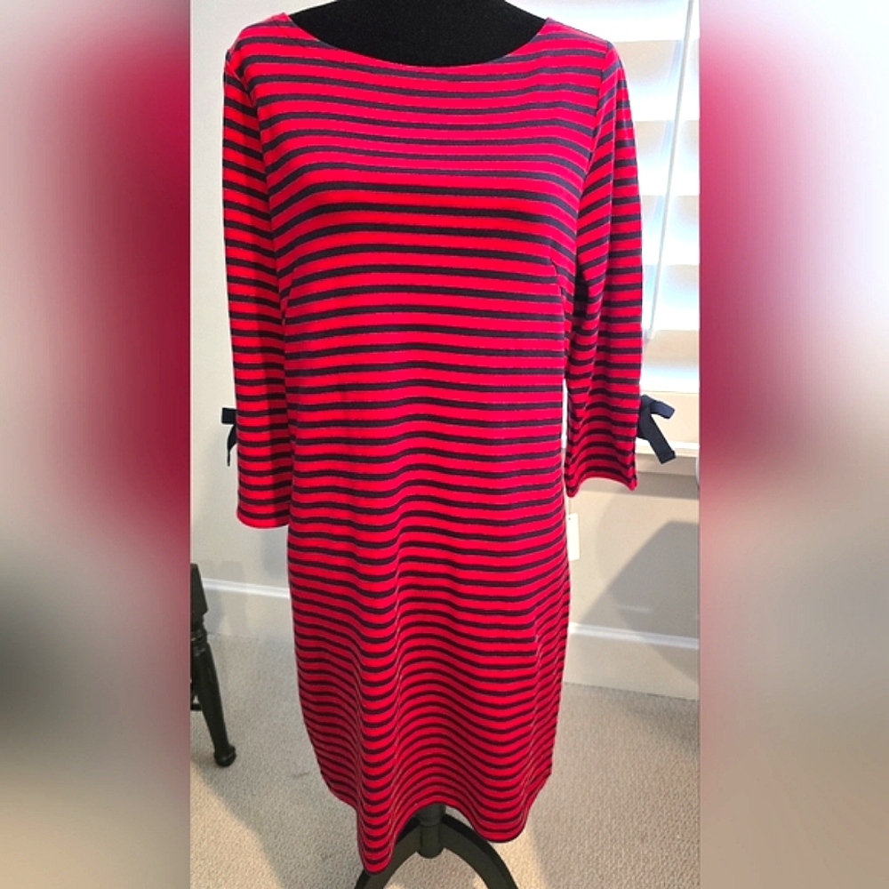 Talbots Striped Red and Navy Women's Dress